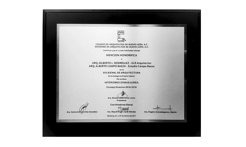 Mención Honorífica para Domus Aurea en la Bienal del CANL